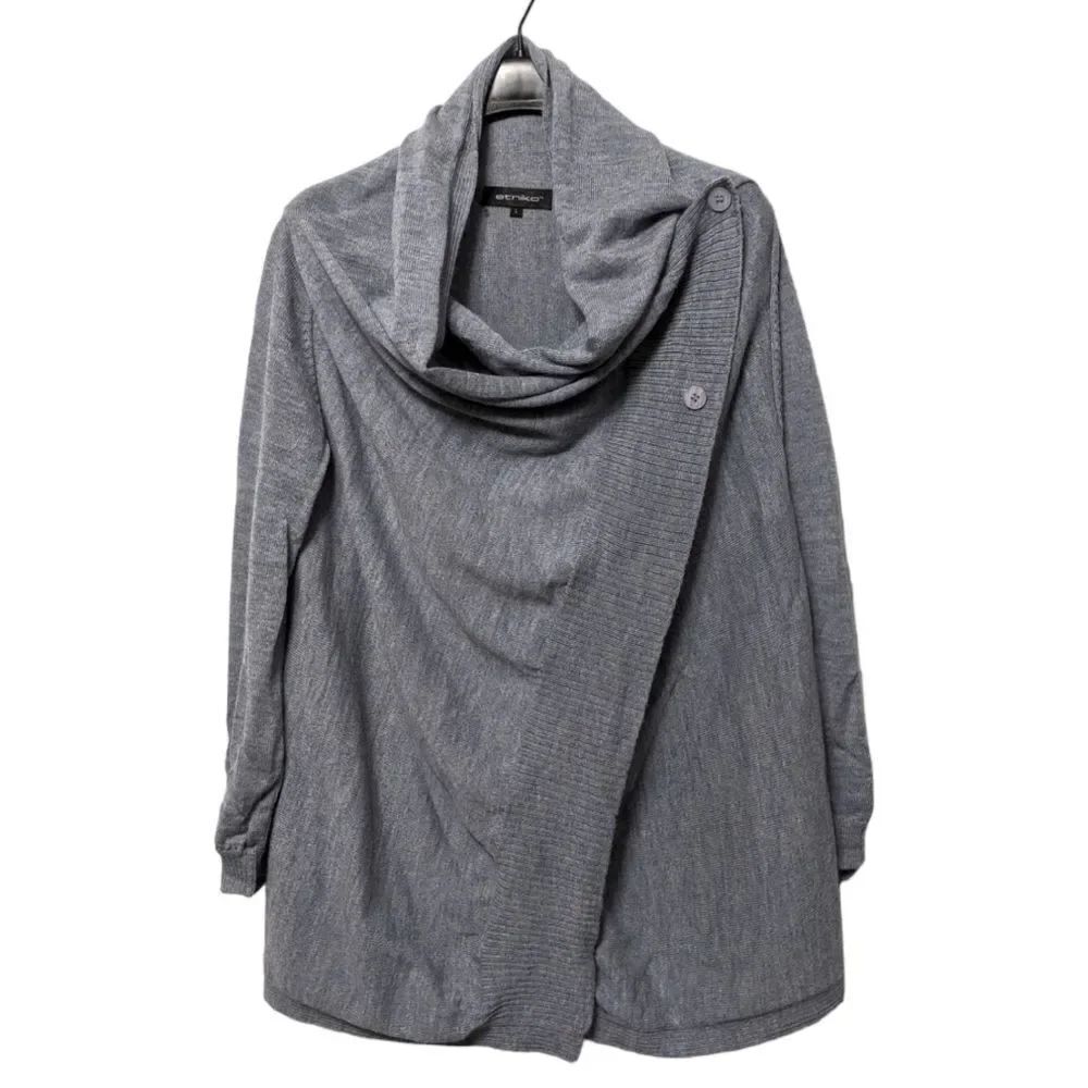 ETNIKO 100% Baby Alpaca Drape Button Cardigan Gray L